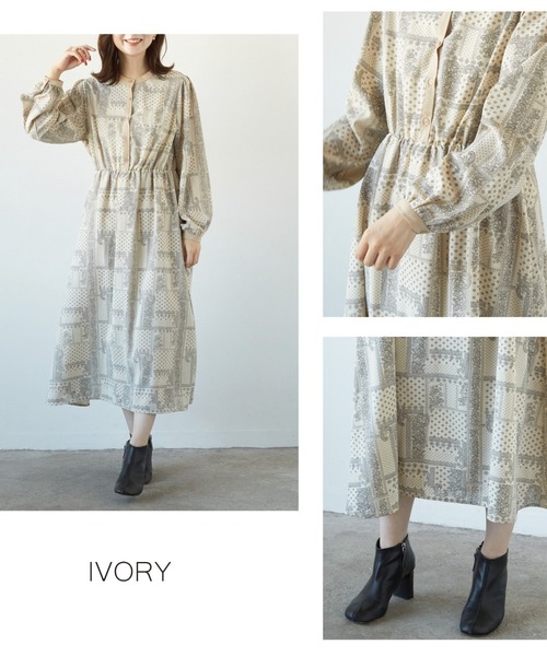 PAPAVER（パパヴェル）の「【PAPAVER】バンドカラー配色OP（ワンピース・レディース・キナリ/ブラック/ブルー・MEDIUM）」の17枚目の写真