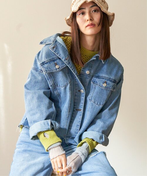 VENCEEXCHANGE（ヴァンスエクスチェンジ）の「カットオフデニムジャケット（デニムジャケット・レディース・ブラック/オフホワイト/ブルー系その他・M）」の4枚目の写真