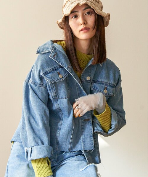 VENCEEXCHANGE（ヴァンスエクスチェンジ）の「カットオフデニムジャケット（デニムジャケット・レディース・ブラック/オフホワイト/ブルー系その他・M）」の5枚目の写真