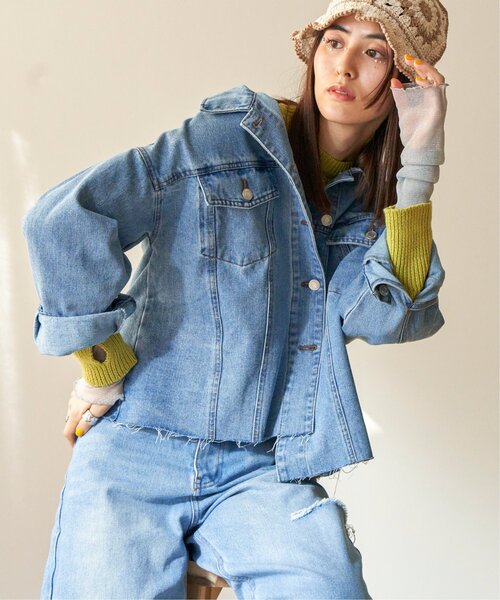 VENCEEXCHANGE（ヴァンスエクスチェンジ）の「カットオフデニムジャケット（デニムジャケット・レディース・ブラック/オフホワイト/ブルー系その他・M）」の6枚目の写真