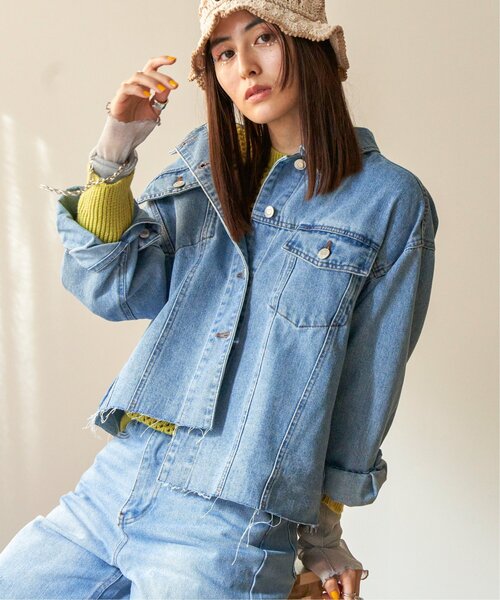 VENCEEXCHANGE（ヴァンスエクスチェンジ）の「カットオフデニムジャケット（デニムジャケット・レディース・ブラック/オフホワイト/ブルー系その他・M）」の7枚目の写真