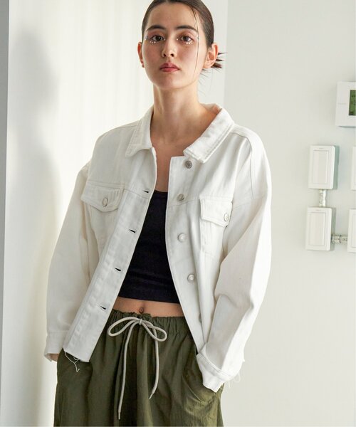 VENCEEXCHANGE（ヴァンスエクスチェンジ）の「カットオフデニムジャケット（デニムジャケット・レディース・ブラック/オフホワイト/ブルー系その他・M）」の11枚目の写真