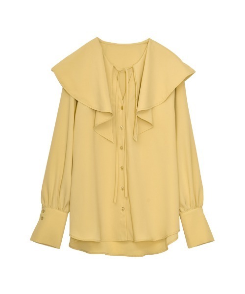 Re:EDIT（リエディ）の「キーネックデザインビッグカラーブラウス（シャツ/ブラウス・レディース・イエロー/ブルー/ホワイト/ブラック・LARGE/MEDIUM）」の4枚目の写真