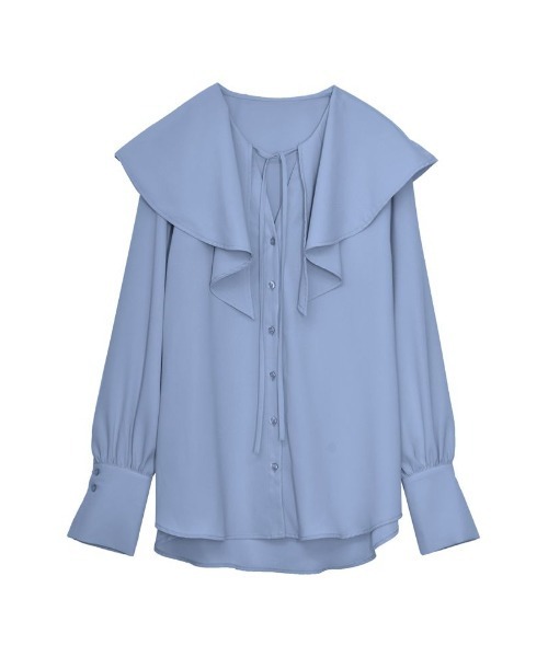 Re:EDIT（リエディ）の「キーネックデザインビッグカラーブラウス（シャツ/ブラウス・レディース・イエロー/ブルー/ホワイト/ブラック・LARGE/MEDIUM）」の3枚目の写真