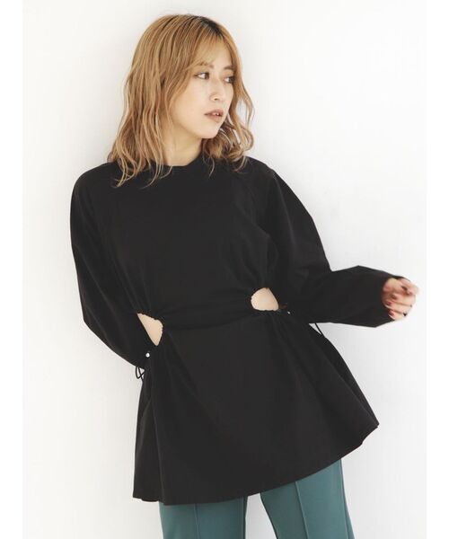 MURUA(ムルーア)の「サイドオープンブラウス(シャツ/ブラウス・レディース・ブラック/ベージュ・FREE)」の9枚目の写真