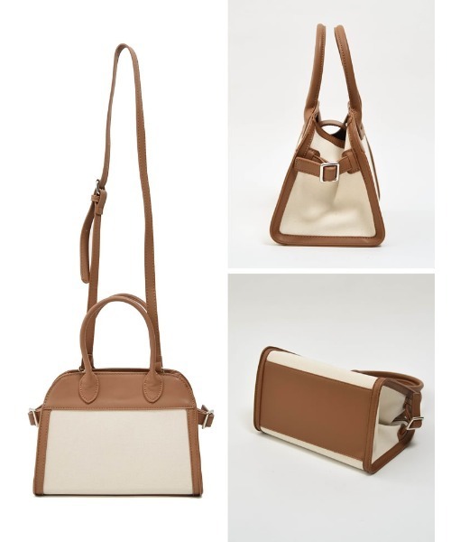 Re:EDIT（リエディ）の「フェイクレザー切り替えスクエアボストンバッグ（ボストンバッグ・レディース・ブラウン/ブラック・FREE）」の9枚目の写真