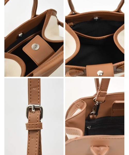 Re:EDIT（リエディ）の「フェイクレザー切り替えスクエアボストンバッグ（ボストンバッグ・レディース・ブラウン/ブラック・FREE）」の10枚目の写真