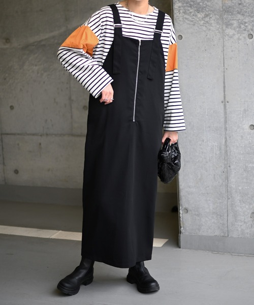 Marient(マリエント)の「ツイルジャンパーSK(ジャンパースカート・レディース・ブラック/アイボリー・FREE)」の3枚目の写真