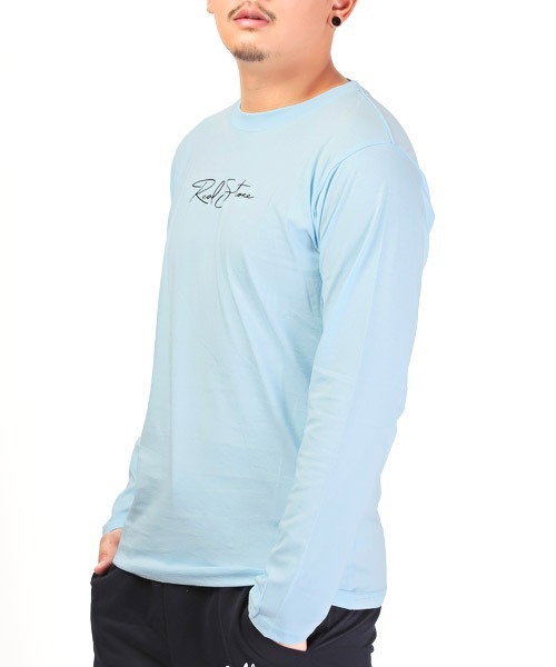 LUXSTYLE(ラグスタイル)の「ワンポイントロゴプリントロンT(Tシャツ/カットソー・メンズ・ブラック/サックスブルー/ホワイト・XL/M/L)」の1枚目の写真