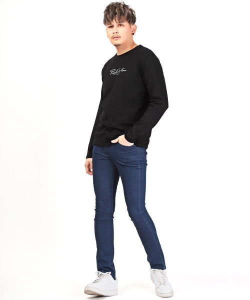 LUXSTYLE(ラグスタイル)の「ワンポイントロゴプリントロンT(Tシャツ/カットソー・メンズ・ブラック/サックスブルー/ホワイト・XL/M/L)」の7枚目の写真