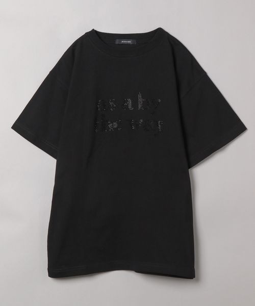 JEANASIS(ジーナシス)の「ラインストーンロゴTEE/197809(Tシャツ/カットソー・レディース・ホワイト/ブラック・FREE)」の1枚目の写真