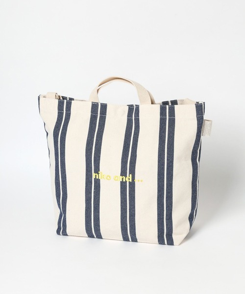 niko and...（ニコアンド）の「ニコロゴストライプ2WAYトートバッグ【ニコロゴトート】（トートバッグ・レディース・オレンジ/ブルー・0）」の5枚目の写真