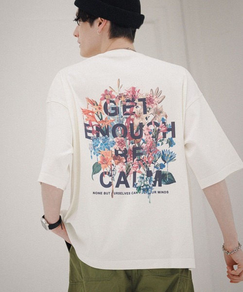 RAGEBLUE（レイジブルー）の「スムースフラワーフォトプリントTシャツ（Tシャツ/カットソー・メンズ・ホワイト/スミクロ/グリーン・SMALL/MEDIUM/LARGE）」の2枚目の写真