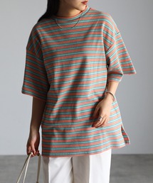 r. | 2023　春夏新作　　マルチカラーボーダーワッフル オーバー Tシャツ(Tシャツ/カットソー)