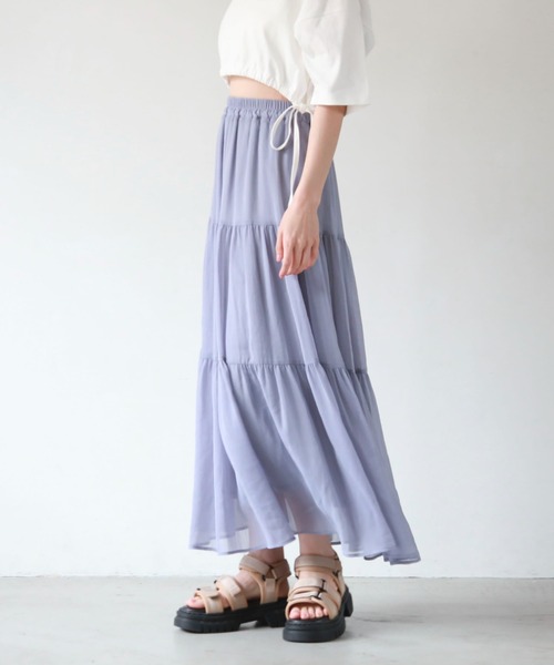 archives（アルシーヴ）の「シフォン楊柳ティアードスカート（スカート・レディース・アイボリー/ブラック/ブルー/グリーン・MEDIUM）」の17枚目の写真