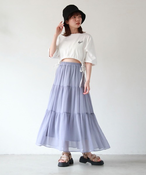 archives（アルシーヴ）の「シフォン楊柳ティアードスカート（スカート・レディース・アイボリー/ブラック/ブルー/グリーン・MEDIUM）」の21枚目の写真