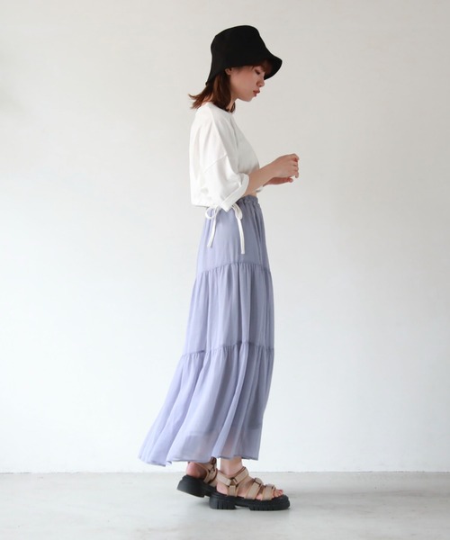 archives（アルシーヴ）の「シフォン楊柳ティアードスカート（スカート・レディース・アイボリー/ブラック/ブルー/グリーン・MEDIUM）」の10枚目の写真