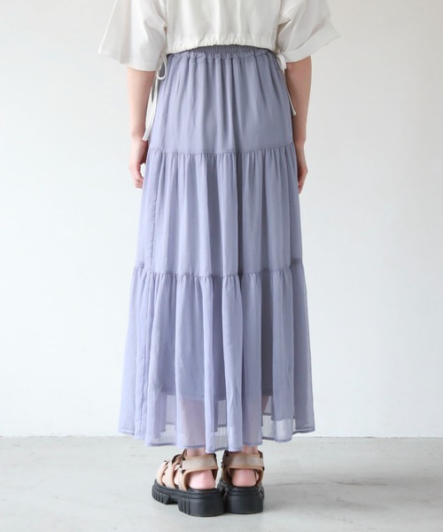 archives（アルシーヴ）の「シフォン楊柳ティアードスカート（スカート・レディース・アイボリー/ブラック/ブルー/グリーン・MEDIUM）」の8枚目の写真