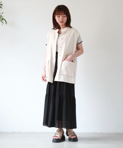 archives（アルシーヴ）の「シフォン楊柳ティアードスカート（スカート・レディース・アイボリー/ブラック/ブルー/グリーン・MEDIUM）」の14枚目の写真