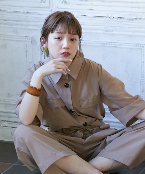 Le temps riche（ルタンリッシュ）の「ハーフスリーブオールインワン　＜Le temps riche＞（つなぎ/オールインワン・レディース・ベージュ/ネイビー・M/L/LL）」の8枚目の写真