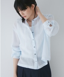 human woman ハードマンリネンブラウス チャコール1