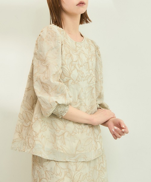 ROPE' PICNIC（ロペピクニック）の「【emur/エミュール】洗える/セットアップ対応/楊柳刺繍ブラウス（シャツ/ブラウス・レディース・ブラック/オフホワイト・38）」の17枚目の写真