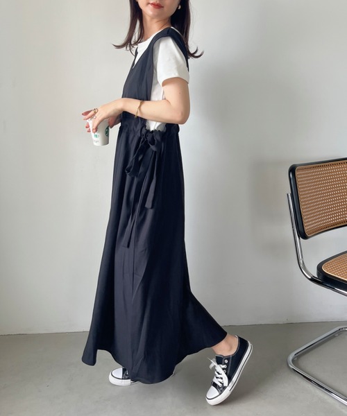 CLEA（クレア）の「Vネック ウエストリボン フレアジャンスカ