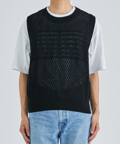 ALLEGE（アレッジ）の「Openwark Knit Vest（ベスト・メンズ・ブラック/グレー・2/3）」の4枚目の写真