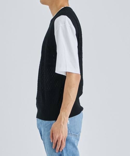 ALLEGE（アレッジ）の「Openwark Knit Vest（ベスト・メンズ・ブラック/グレー・2/3）」の5枚目の写真