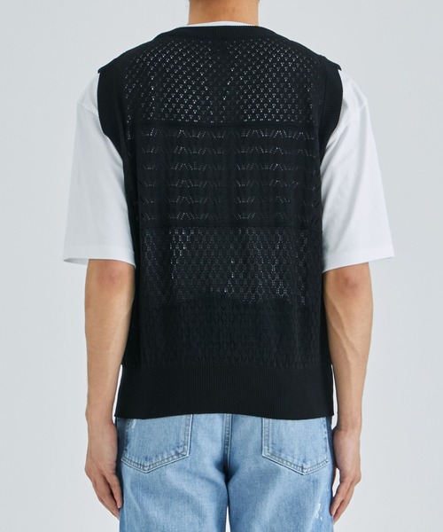 ALLEGE（アレッジ）の「Openwark Knit Vest（ベスト・メンズ・ブラック/グレー・2/3）」の6枚目の写真