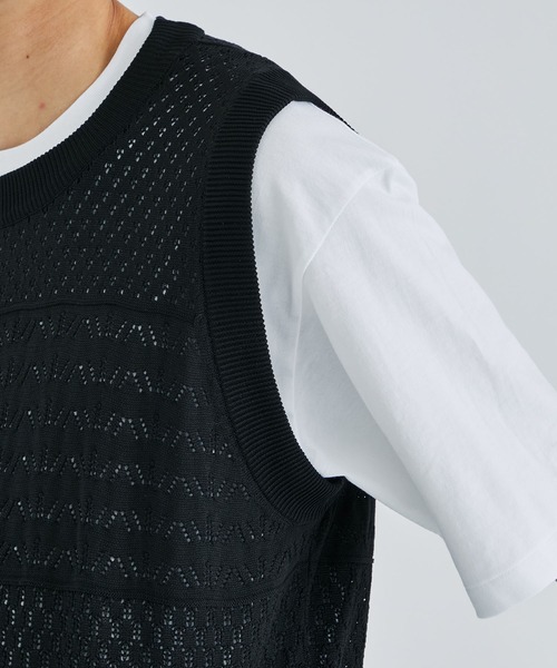 ALLEGE（アレッジ）の「Openwark Knit Vest（ベスト・メンズ・ブラック/グレー・2/3）」の8枚目の写真