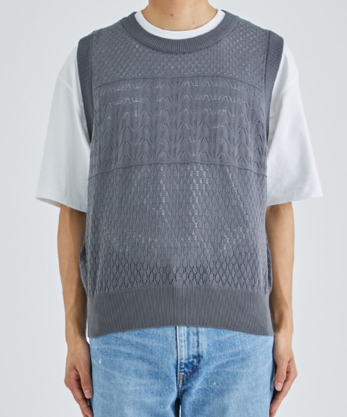 ALLEGE（アレッジ）の「Openwark Knit Vest（ベスト・メンズ・ブラック/グレー・2/3）」の11枚目の写真