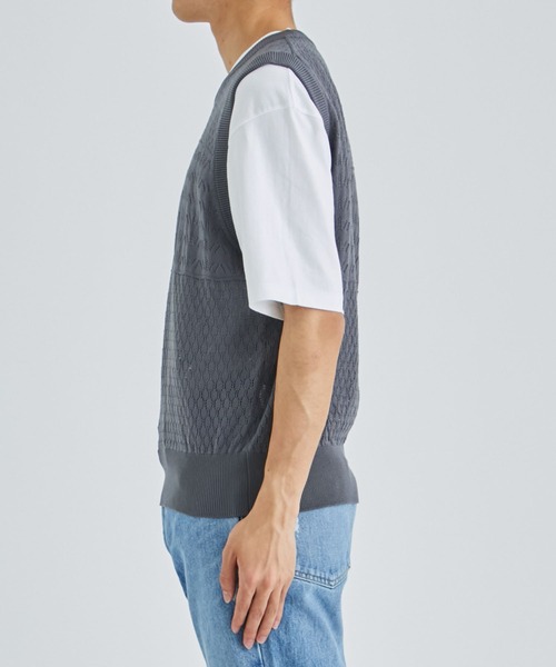 ALLEGE（アレッジ）の「Openwark Knit Vest（ベスト・メンズ・ブラック/グレー・2/3）」の12枚目の写真