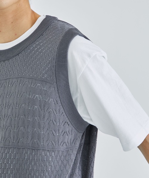 ALLEGE（アレッジ）の「Openwark Knit Vest（ベスト・メンズ・ブラック/グレー・2/3）」の15枚目の写真