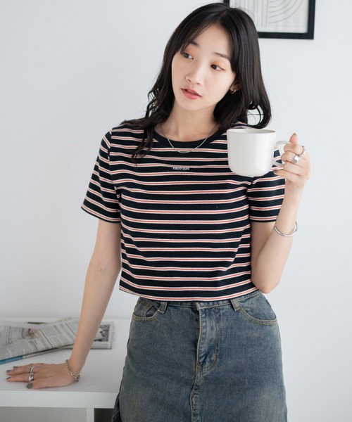WEGO（ウィゴー）の「WEGO/ロゴ刺繍リブT（Tシャツ/カットソー・レディース・ブラック/ブラック系その他/ホワイト/その他2/その他1・FREE）」の4枚目の写真