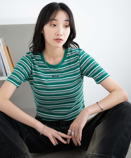 WEGO（ウィゴー）の「WEGO/ロゴ刺繍リブT（Tシャツ/カットソー・レディース・ブラック/ブラック系その他/ホワイト/その他2/その他1・FREE）」の5枚目の写真
