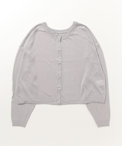 Per sist ence(パーシエンス)の「Per sist ence/パーシエンス パールボタンシアーニットカーデ(カーディガン/ボレロ・レディース・グレー/オフホワイト/ブラック・FREE)」の1枚目の写真