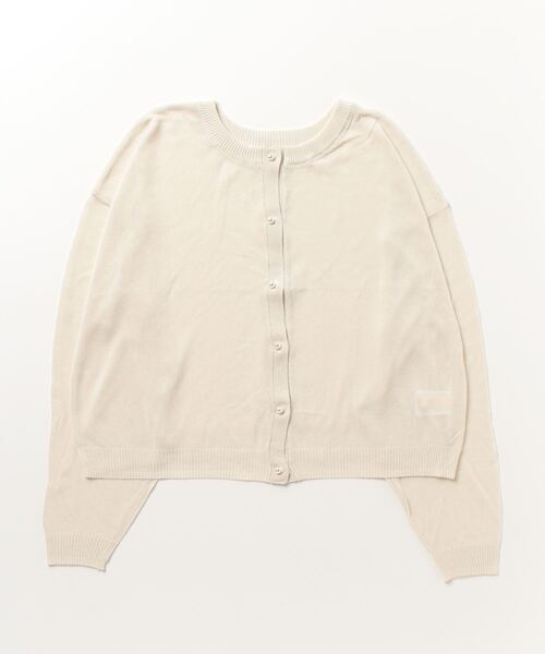 Per sist ence(パーシエンス)の「Per sist ence/パーシエンス パールボタンシアーニットカーデ(カーディガン/ボレロ・レディース・グレー/オフホワイト/ブラック・FREE)」の2枚目の写真