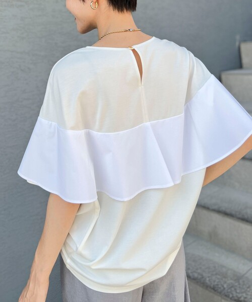 NOLLEY’S（ノーリーズ）の「◇【WEB限定】バックフリル異素材使いプルオーバー（Tシャツ/カットソー・レディース・ホワイト/ベージュ/ネイビー/ブラック・38）」の5枚目の写真