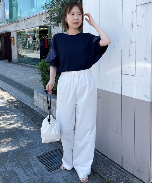 NOLLEY’S（ノーリーズ）の「◇【WEB限定】バックフリル異素材使いプルオーバー（Tシャツ/カットソー・レディース・ホワイト/ベージュ/ネイビー/ブラック・38）」の7枚目の写真