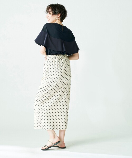 NOLLEY’S（ノーリーズ）の「◇【WEB限定】バックフリル異素材使いプルオーバー（Tシャツ/カットソー・レディース・ホワイト/ベージュ/ネイビー/ブラック・38）」の13枚目の写真