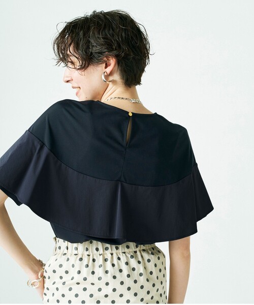 NOLLEY’S（ノーリーズ）の「◇【WEB限定】バックフリル異素材使いプルオーバー（Tシャツ/カットソー・レディース・ホワイト/ベージュ/ネイビー/ブラック・38）」の16枚目の写真