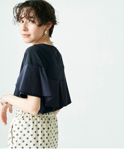 NOLLEY’S（ノーリーズ）の「◇【WEB限定】バックフリル異素材使いプルオーバー（Tシャツ/カットソー・レディース・ホワイト/ベージュ/ネイビー/ブラック・38）」の17枚目の写真