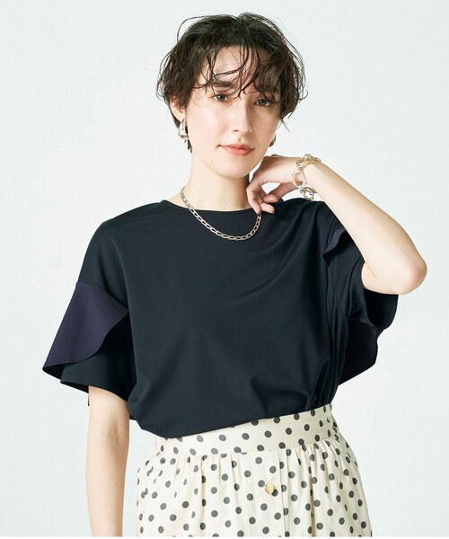 NOLLEY’S（ノーリーズ）の「◇【WEB限定】バックフリル異素材使いプルオーバー（Tシャツ/カットソー・レディース・ホワイト/ベージュ/ネイビー/ブラック・38）」の19枚目の写真