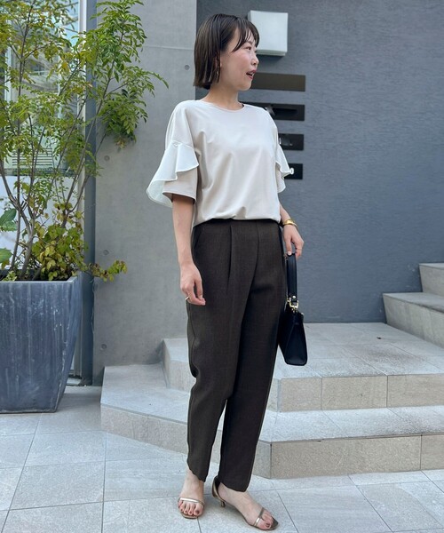 NOLLEY’S（ノーリーズ）の「◇【WEB限定】バックフリル異素材使いプルオーバー（Tシャツ/カットソー・レディース・ホワイト/ベージュ/ネイビー/ブラック・38）」の21枚目の写真