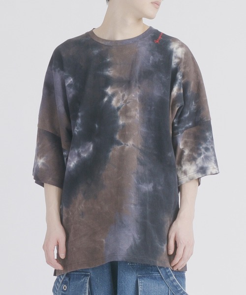REGIEVO(レジエボ)の「RE730 タイダイ染めドルマンシルエット半袖Tシャツ(Tシャツ/カットソー・メンズ・ブラック/ブルー/グリーン・MEDIUM/LARGE/X-LARGE)」の2枚目の写真