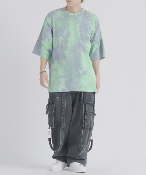 REGIEVO(レジエボ)の「RE730 タイダイ染めドルマンシルエット半袖Tシャツ(Tシャツ/カットソー・メンズ・ブラック/ブルー/グリーン・MEDIUM/LARGE/X-LARGE)」の7枚目の写真