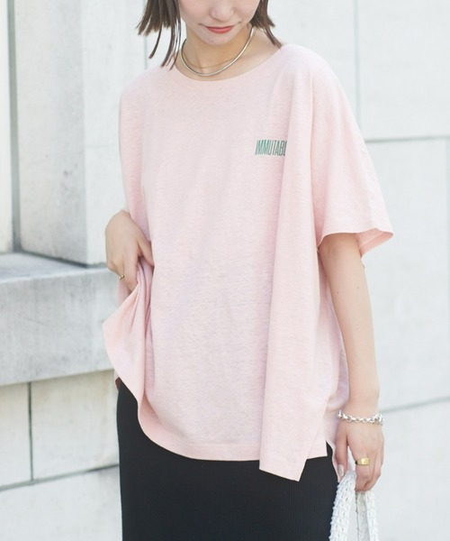 綿麻バックプリントBIGTEE