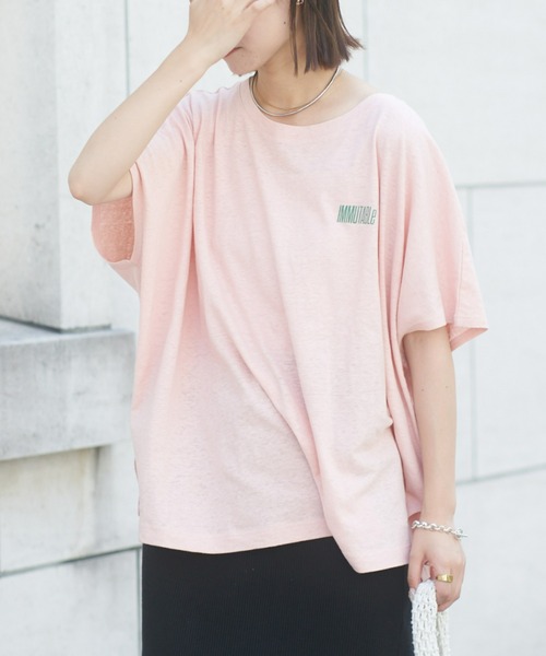 綿麻バックプリントBIGTEE