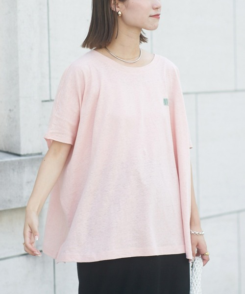 CIAOPANIC TYPY（チャオパニックティピー）の「綿麻バックプリントBIGTEE（Tシャツ/カットソー・レディース・チャコールグレー/オフホワイト/ピンク・ONE SIZE）」の10枚目の写真